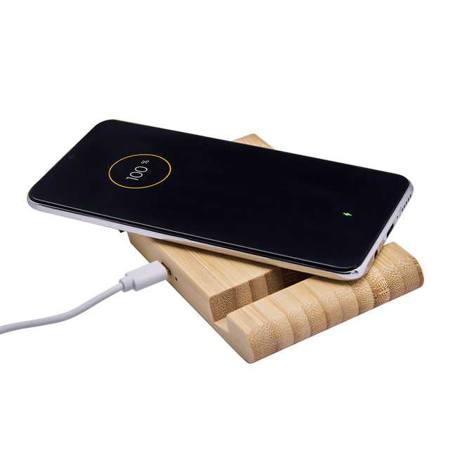 CARGADOR INALÁMBRICO CON HOLDER DE BAMBO